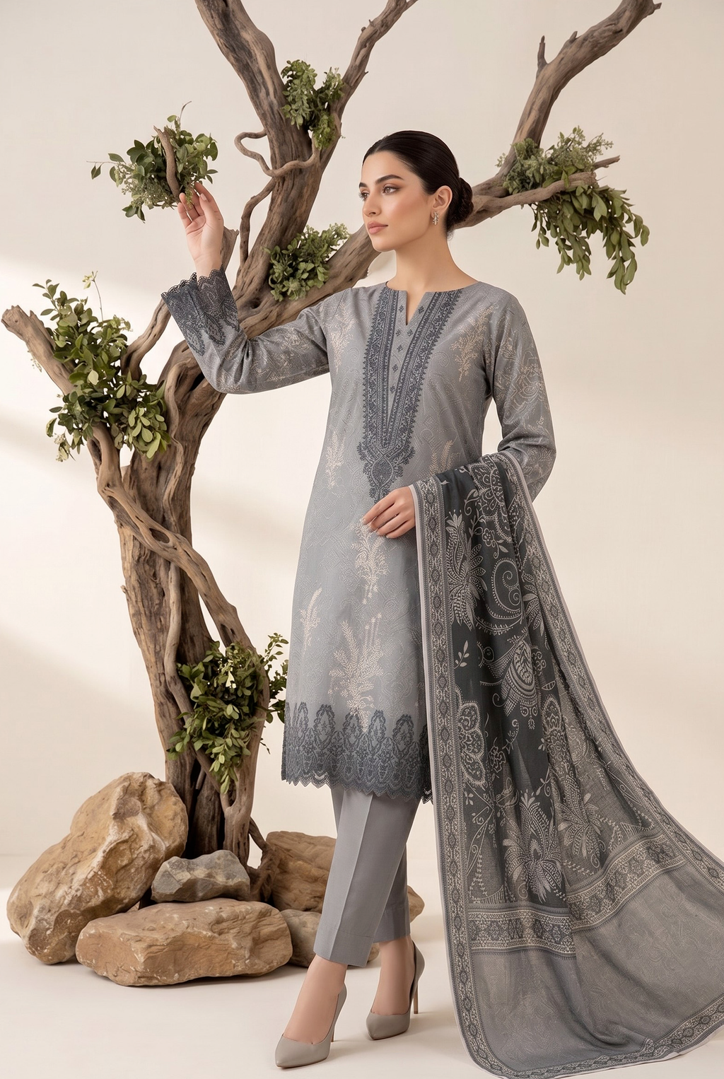 Luxury Embroidered Unstitched Pakistani Suit for Women