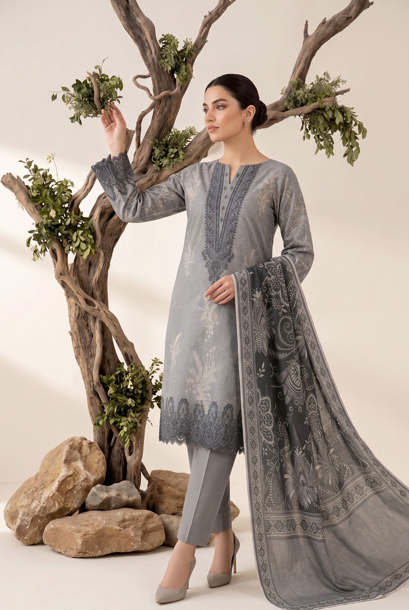 Luxury Embroidered Unstitched Pakistani Suit for Women