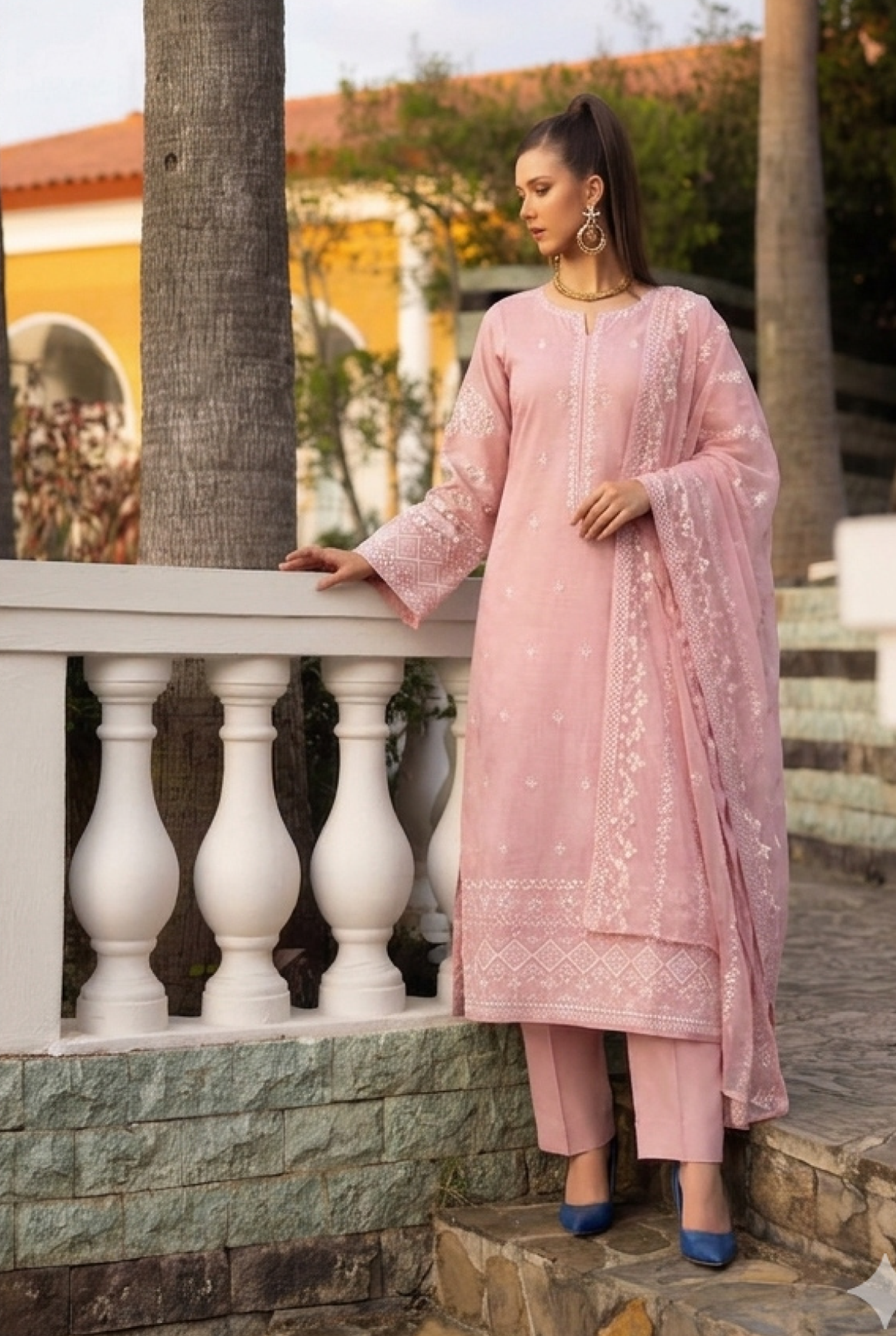 Elegant Embroidered Unstitched 3PC Suit with Detailed Dupatta – Designer Formal Dress