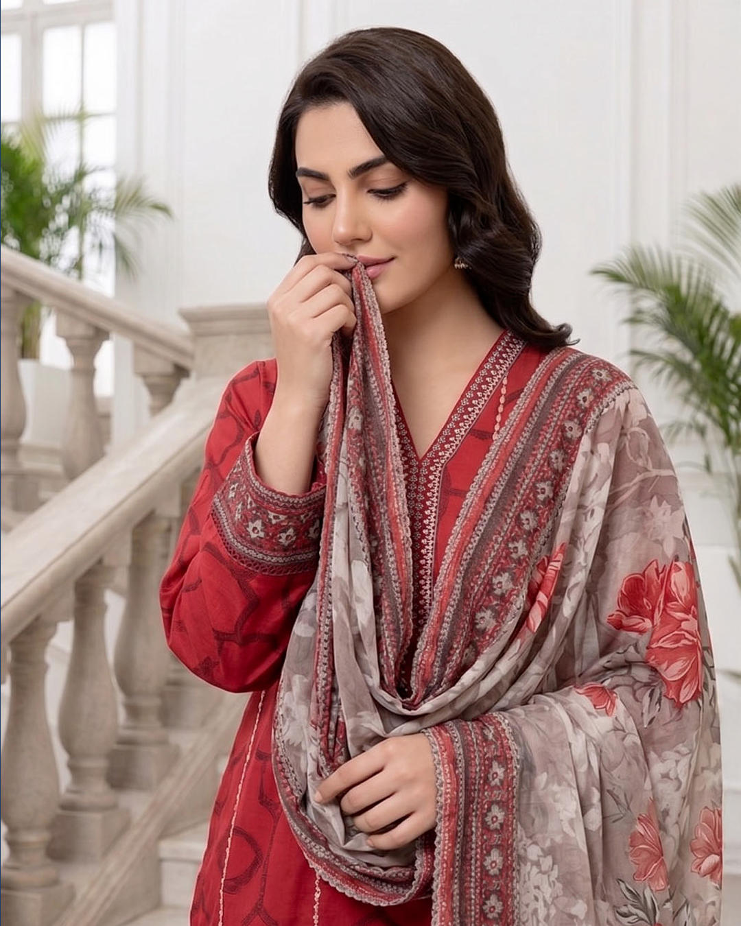 Luxury Heavy Embroidered Net Unstitched 3 Piece Suit with Organza Border Dupatta – Wedding Formal Wear