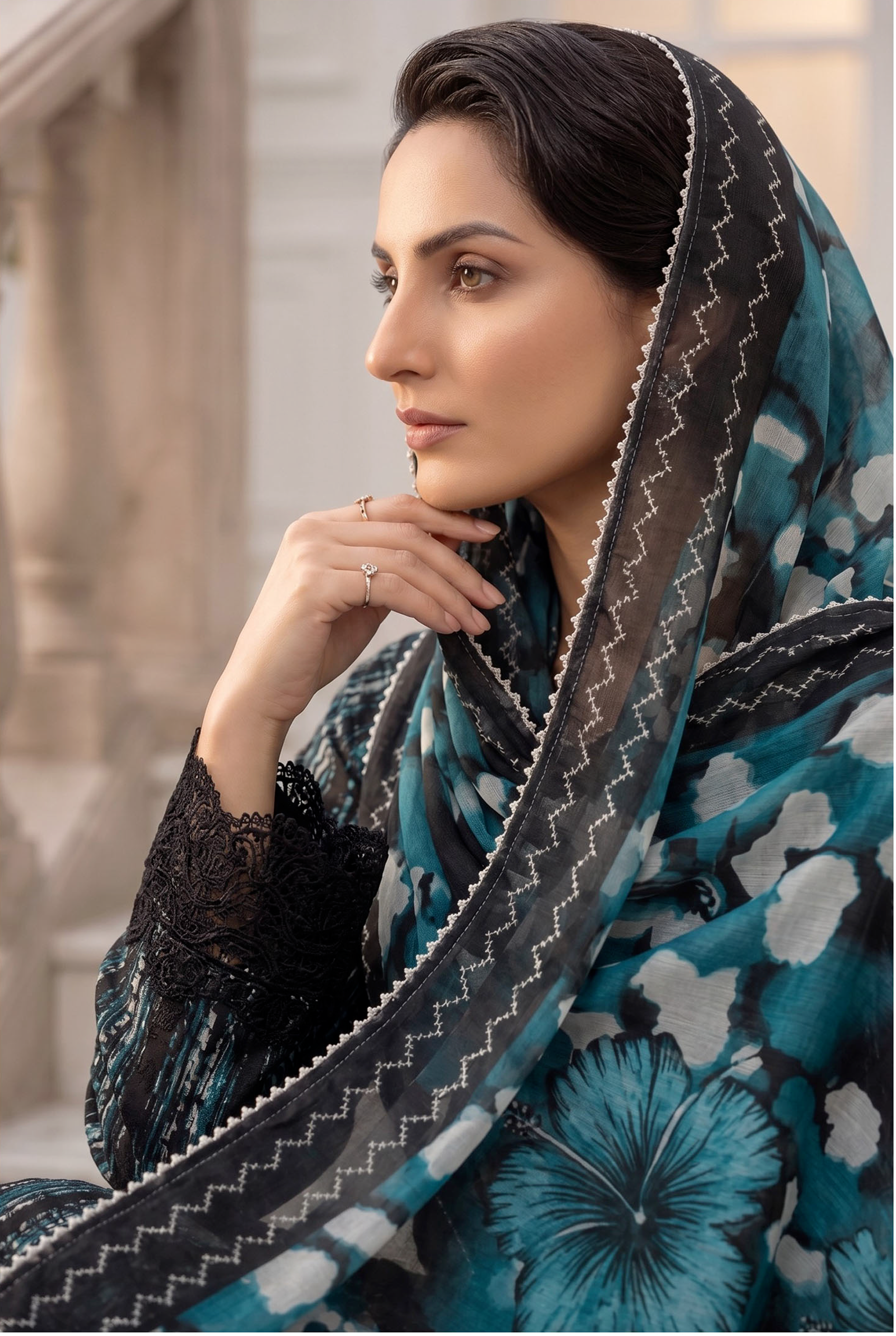 Heavy Embroidered Net Unstitched 3 Piece Dress with Organza Border Dupatta – Luxury Wear